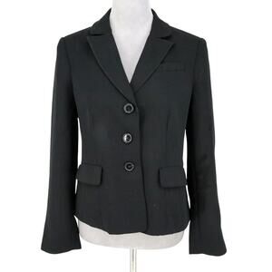 Ann Taylor Jacket Petites 8P Black Lined Blazer 3 Button Corpcore Office Career
